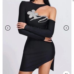 Claudia Diamonate Mini Bandage Black Dress